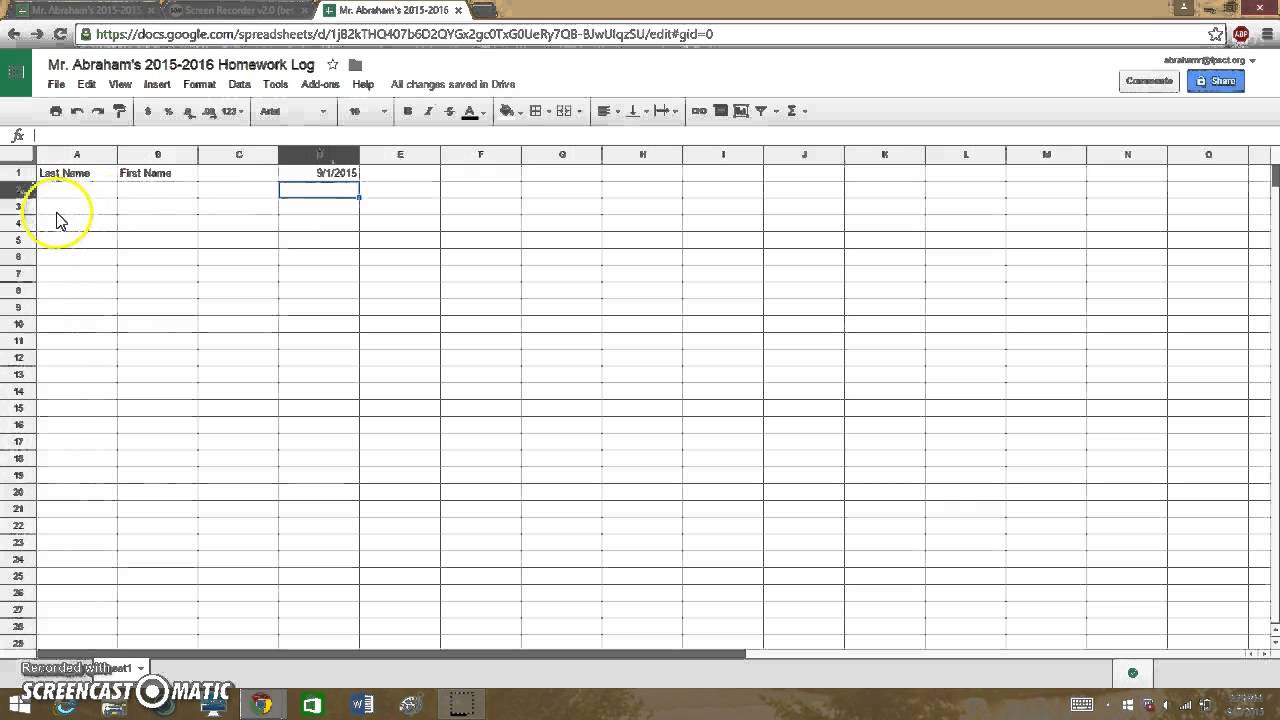 Google Sheets as Elementary Gradebook