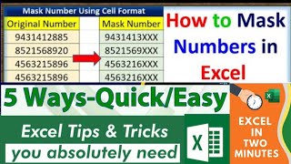 How to mask Account Numbers in Excel|Big Problem and Small Solution|एक्सेल में नंबर कैसे मास्क करें.