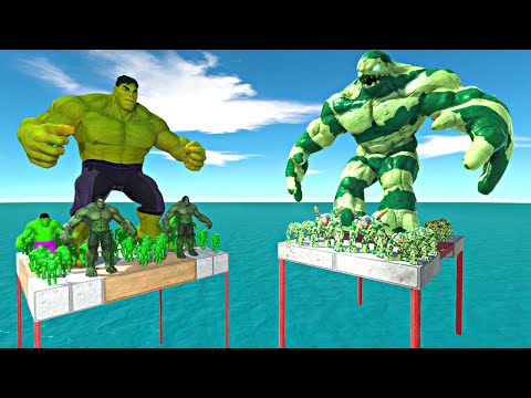 Hulk Evolution Army Falling and Plant Mutant Golem Team - Animal Revolt Battle Simulator