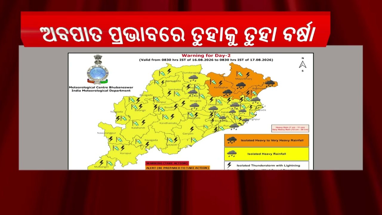 ୨୨ ତାରିଖ ଯାଏଁ ରାଜ୍ୟରେ ପ୍ରବଳ ବର୍ଷା ନେଇ ପାଣିବାଗ ବିଜ୍ଞା