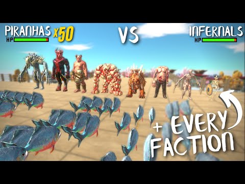 50x Piranhas Pack vs Every Faction Arena Tournament - Animal Revolt Battle Simulator | ARBS