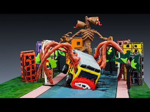 😱 Making BUS EATER SCP 2086 Vs SIREN HEAD in the city -Trevor Henderson Creatures with Clay