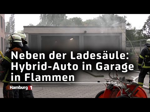 Hybridauto brennt in Garage - Feuerwehr mit besonderer Vorsicht