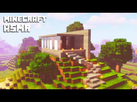 Minecraft ASMR ⛏️ Building a Modern Hilltop House 🏡 Close Up Whispering