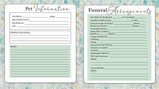 Estate Planning Organizer Final Wishes Planner Final Preparations Emergency Printable Funeral Info