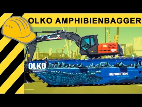 🔥AMPHIBIENBAGGER - schwimmender ATLAS Bagger auf Ponton von OLKO | CONEXPO