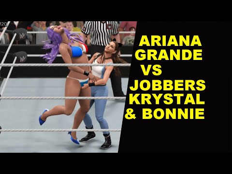 WWE 2K17 Ariana Grande vs Jobbers Krystal & Bonnie - 2 on 1 Match