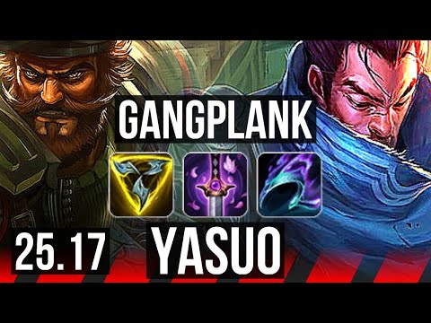GANGPLANK vs YASUO (TOP) | 11/1/9, Legendary | KR Diamond | 25.17