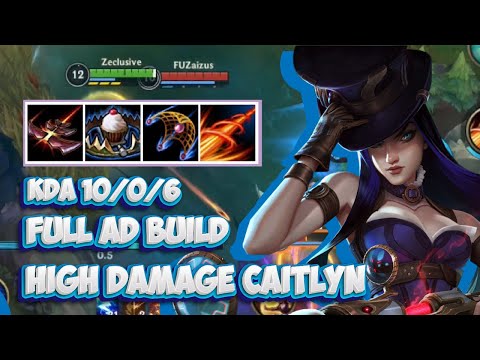 10 KILL !! FULL AD BUILD HIGH DAMAGE CAITLYN GAMEPLAY / WILD RIFT (BUILD + RUNES)