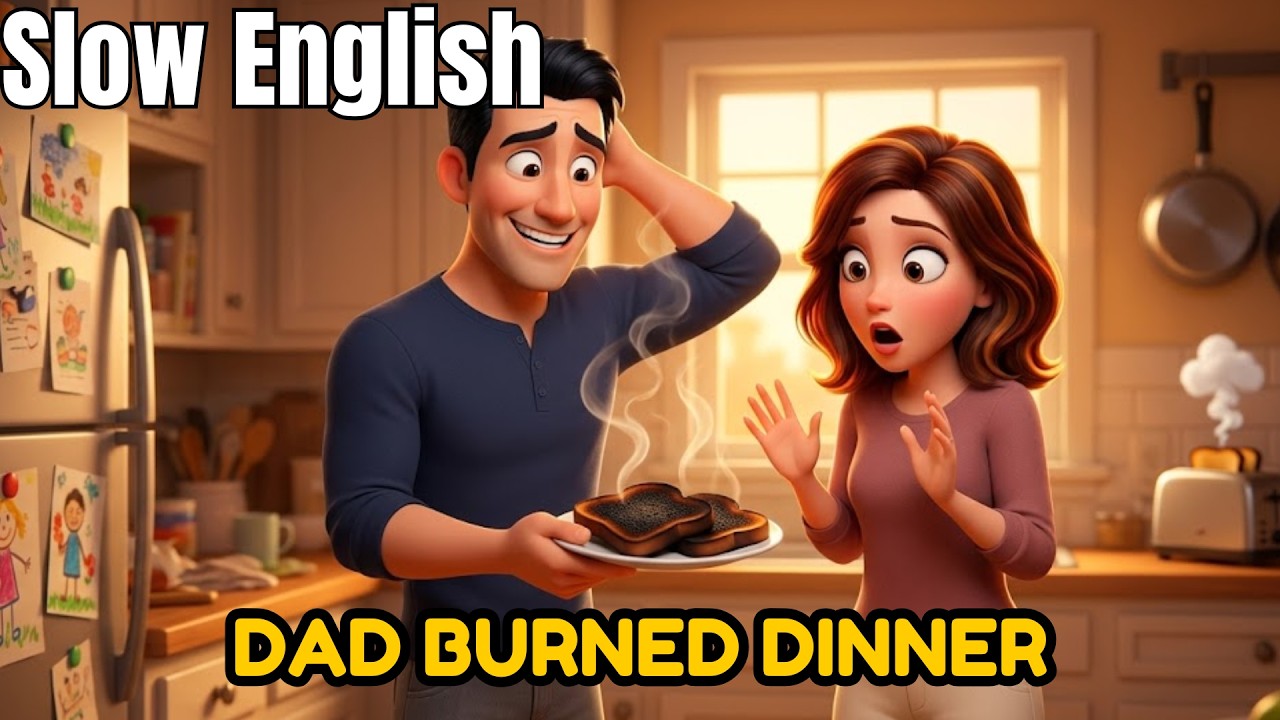 Dad Burned Dinner | Slow English for Beginners (A1–A2) ✔