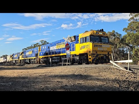 5PM5 PN up "Linfox Express" (NR17, NR99 & NR11), Perth to Melbourne, 1900, 12/1/25, Ararat West VIC