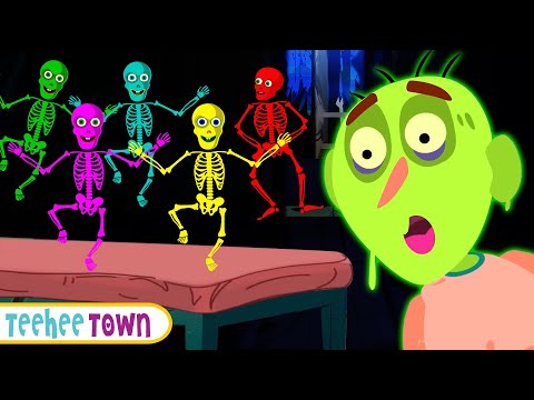 Five Skeletons Jumping On The Bed NEW Song + Spooky Scary Songs By Teehee Town