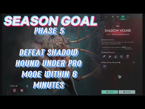 Once a Human | Season Goal - Phase 5  ''Shadow Hound Under 6 minutes''