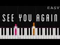 Wiz Khalifa See You Again Ft Charlie Puth EASY Piano Tutorial
