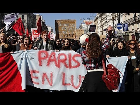 Police and students face off in France