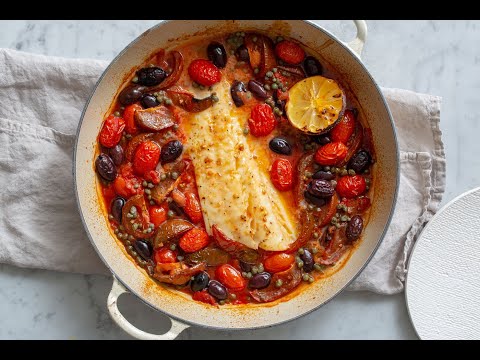 Salted Cod with Tomato Capers and Olives