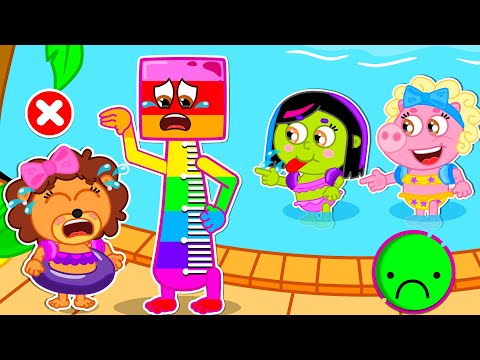 Löwen familie | Verhaltensregeln im Pool | Cartoon für Kinder