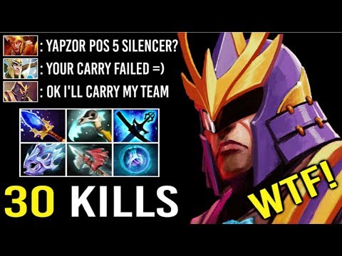 EPIC Sh*t POS 5 TO CARRY ALL 500 IQ Yapzor GOD 9k Silencer 2 Hit Kill Most Crazy Game 7.22 Dota 2
