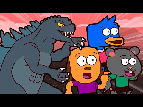 Dogo e Ratch vs Godzilla | Desenho animado com dinossauro gigante | kaiju