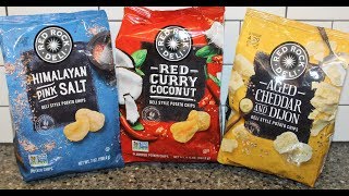 Red Rock Deli Potato Chips: Himalayan Pink Salt, Red Curry Coconut and Aged Cheddar & Dijon