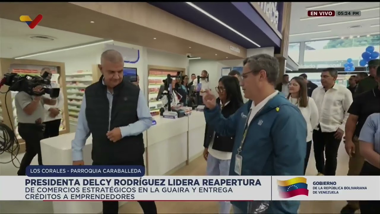 Delcy Rodríguez realiza reapertura de comercios en La Guaira y entrega de créditos, 19 agosto 2026