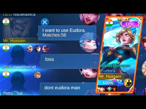 GLOBAL EUDORA NO WIN RATE PRANK 🤣 | Teammates Got Shocked At The End | Mlbb