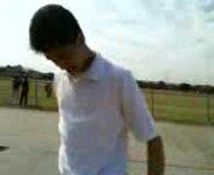 Bryan, Curtis, and Jona jumping off the wall at gym.