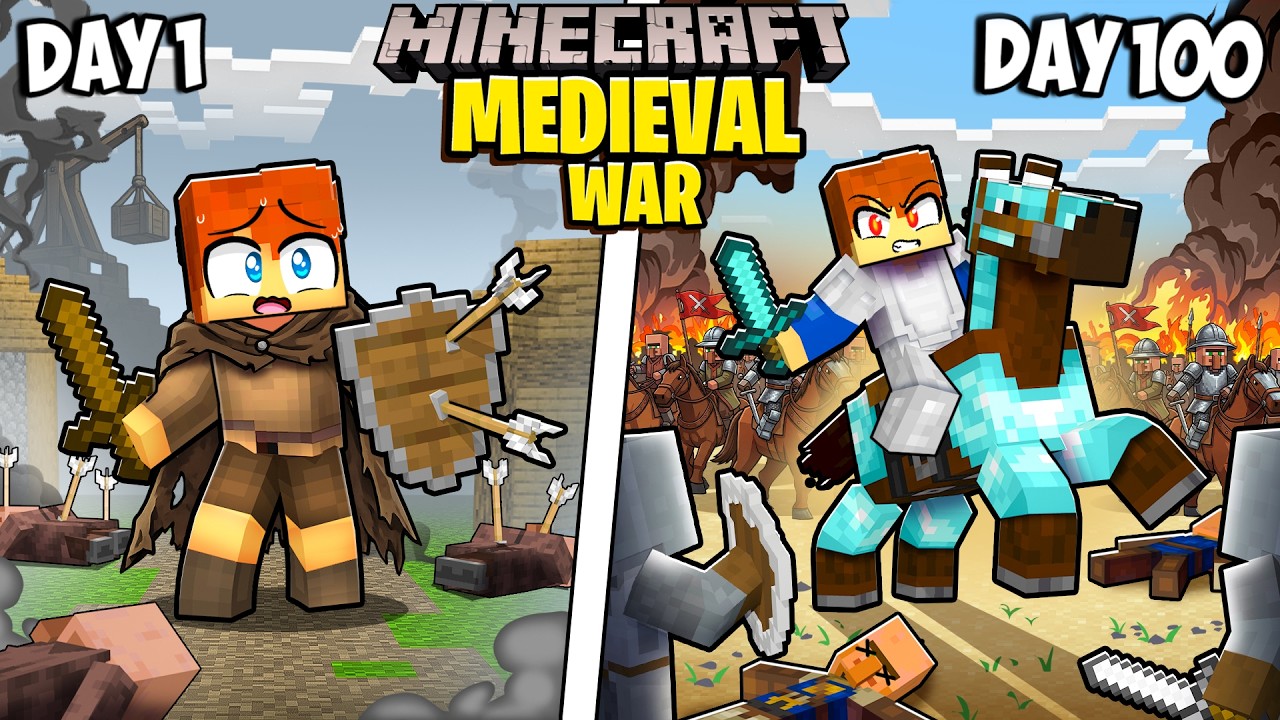 I Survived 100 Days in a Medieval War in Minecraft!