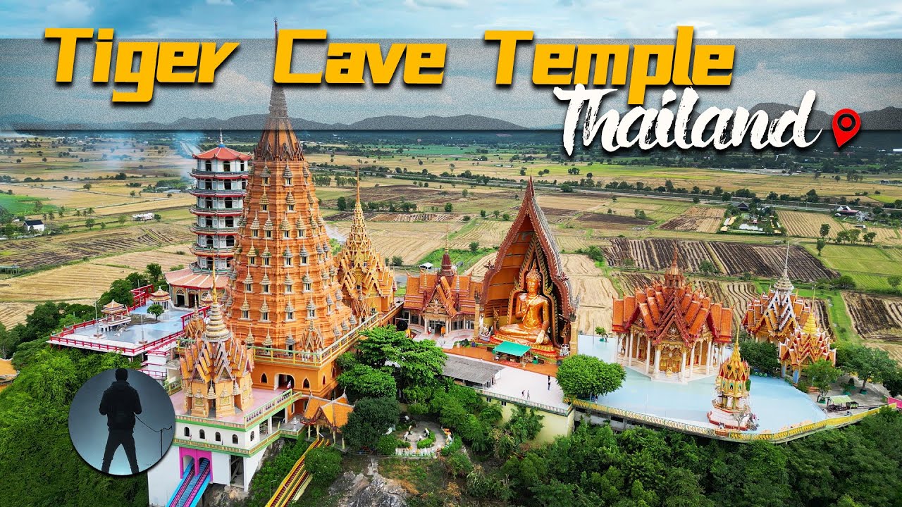 The Most Beautiful Temple Tour, Kanchanaburi Tiger Cave Temple, Travel Around Thailand, 4K ASMR