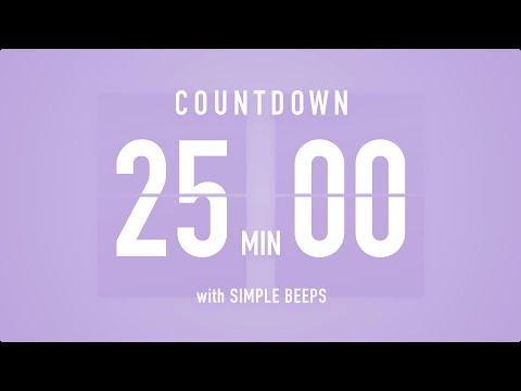 25 Minute Countdown Timer ⏳ Flip Clock with Bell Alerts 💜🔔