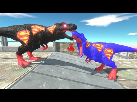 DARK SUPERMAN T-REX DEATH FALL v2 - Animal Revolt Battle Simulator