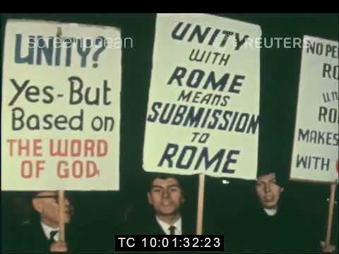 Protestant Extremists Demonstrate as Roman Catholic Leader Preaches in Anglican Church | Jan. 1969