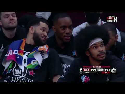 Stephen Curry tendo 3 pontos no ASG Como ele fica quente durante o 2º trimestre