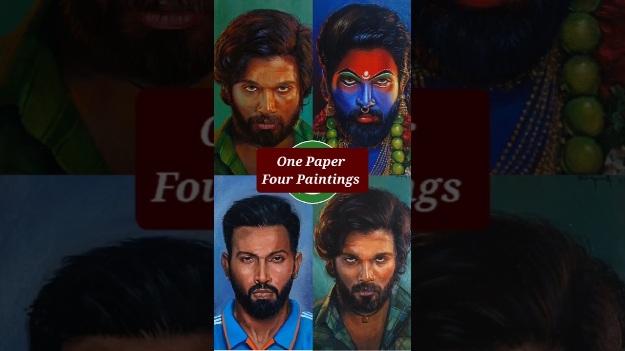 4 in1 🤯💥 Paintings #pushpa2 #acrylicpainting #shorts