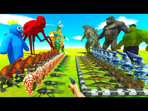 Kong & Hulk VS Titanus Red & Blue Rainbow Friends - Animal Revolt Battle Simulator