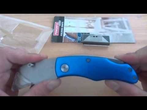 Industrial Grade Folding Utility Knife w/ 5 Replacement Blades- 3 Colors
