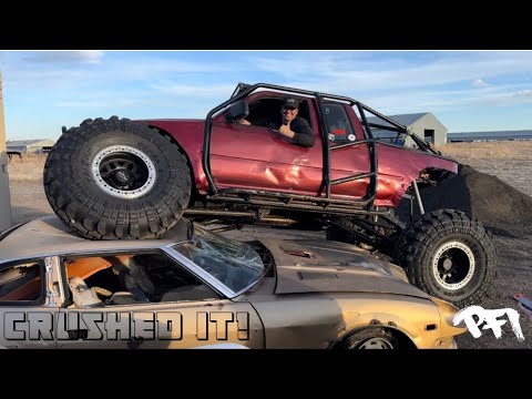 Crushed My First Car With this Boosted Rock Crawler!!