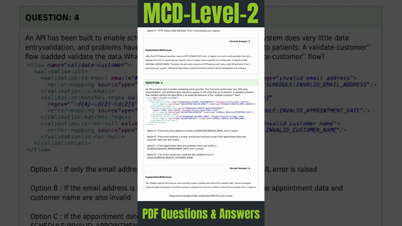 MuleSoft Certified Developer - Level 2 (Mule 4) Practice Test | MCD-Level-2 Exam Questions