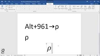 How to type Rho Symbol in Word