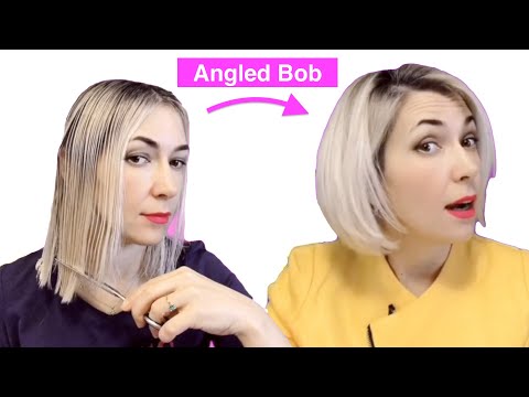 How To Cut Your Own Hair Into Angled Bob | Bob Haircut...