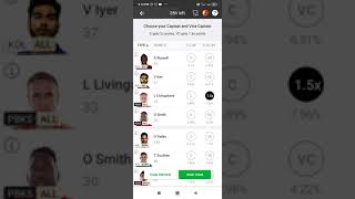 Kolkata Vs punjab IPL t20 Dream11 team#india #youtube