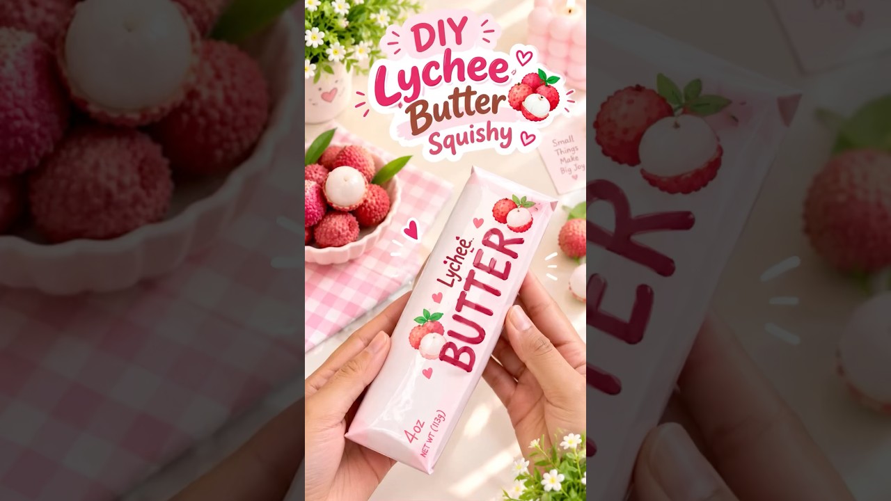 DIY Lychee Butter Squishy 🧈✨|It’s me Hana|#diy#buttersquishy#papercraft#Satisfying DIY