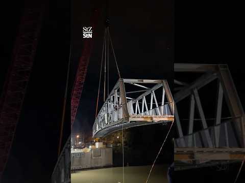 Nacht-Einsatz am Neckar: Neue Rosensteinbrücke in Stuttgart steht