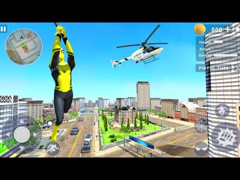 Flying Spider Rope Hero - Gangster Crime City | Spider Vs Robot - Android GamePlay