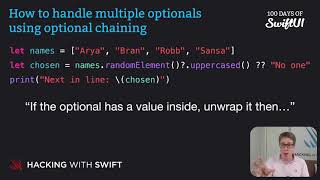 How to handle multiple optionals using optional chaining – Swift for Complete Beginners