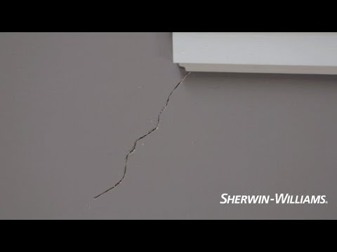 Part of a video titled How to Fix Cracks in Drywall - Sherwin-Williams - YouTube