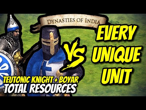 TEUTONIC KNIGHT + BOYAR vs EVERY UNIQUE UNIT (Total Resources) | AoE II: DE