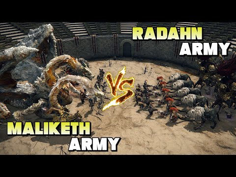 Farum Azula Army Vs General Radahn's Army- Radahn's Army Cower before Maliketh- Elden Ring Civil War