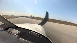 preview picture of video 'Landing at Cherbourg (LFRC) Runway 28 in a PA28'