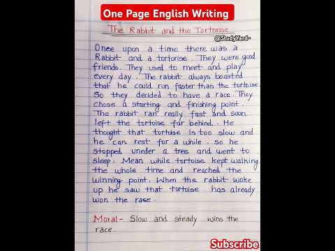 One page english writing l Rabbit and tortoise story l english writing practicelimprove handwriting